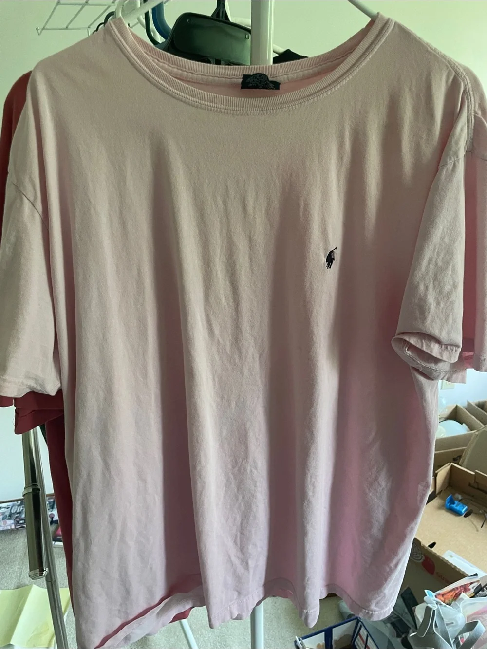 Vintage Polo by Ralph Lauren Light Pink Crew Neck Tee with Pony Logo